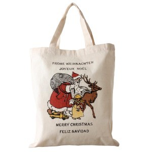 Small cotton tote with retro Christmas design