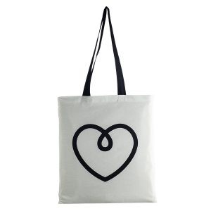 White promo tote with black customized logo print